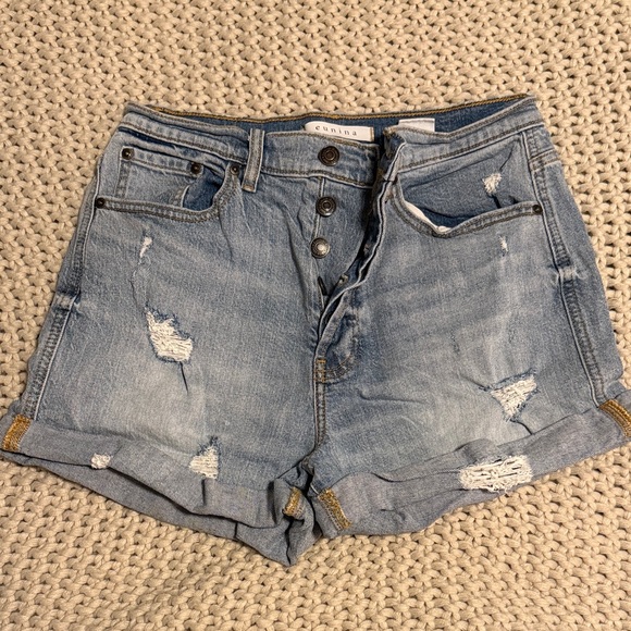 Eunina Light Blue Distressed Jean Shorts - Picture 1 of 2